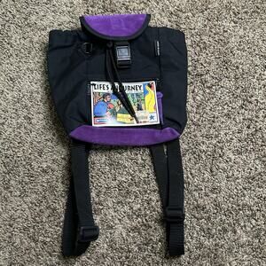 Vintage Mini Rucksack With Trim And Split Leather - NWT Black/Purple Made In USA